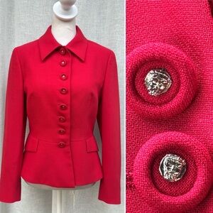 Istante by Gianni Versace Italy button down coral red blazer